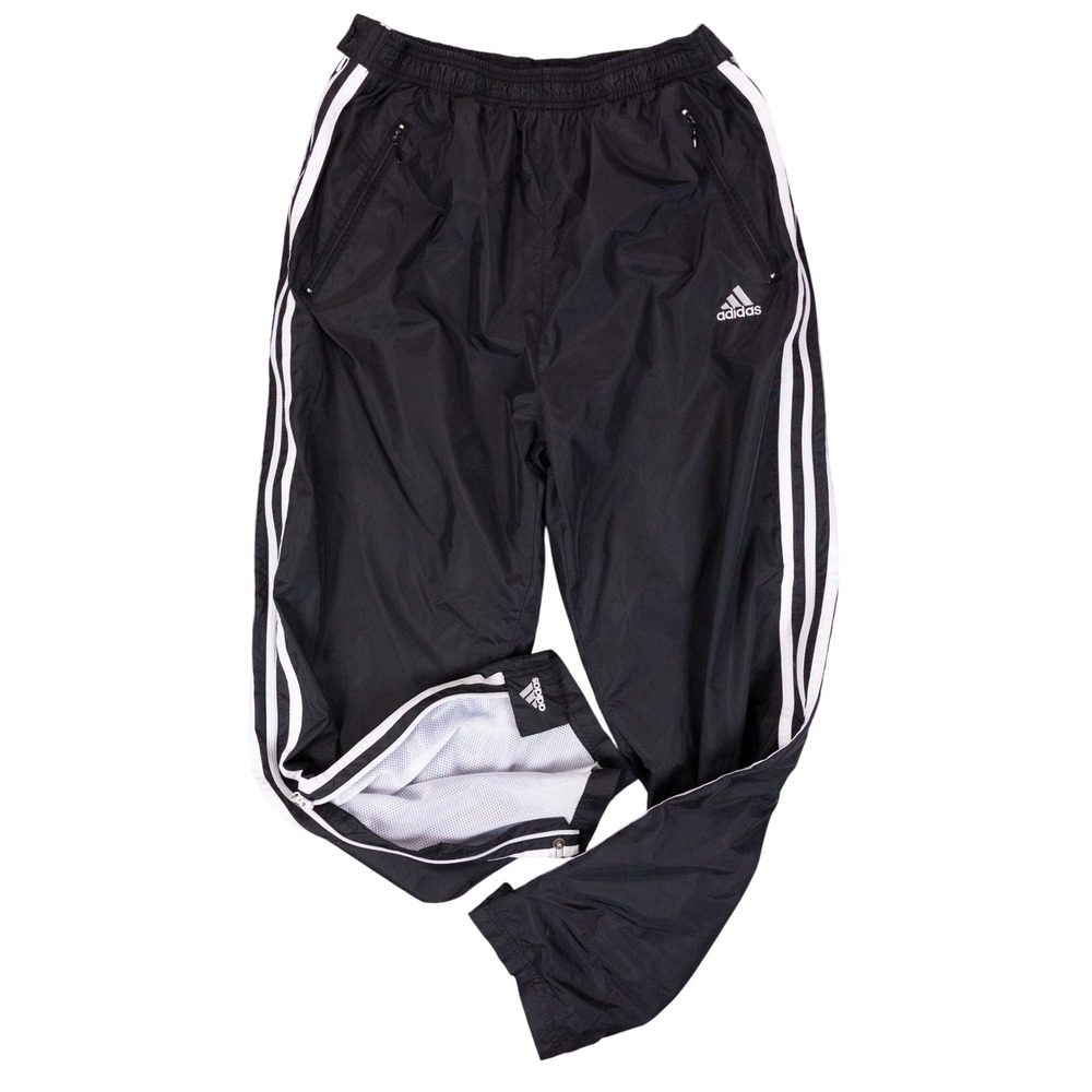 VTG Adidas 1990s Track Breakaway Pants Windbreaker Mens L Black Nylon Mesh Lined